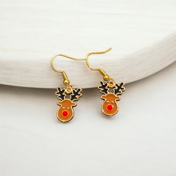 Reindeer Holiday Dangle Earrings - Picture 1 of 2